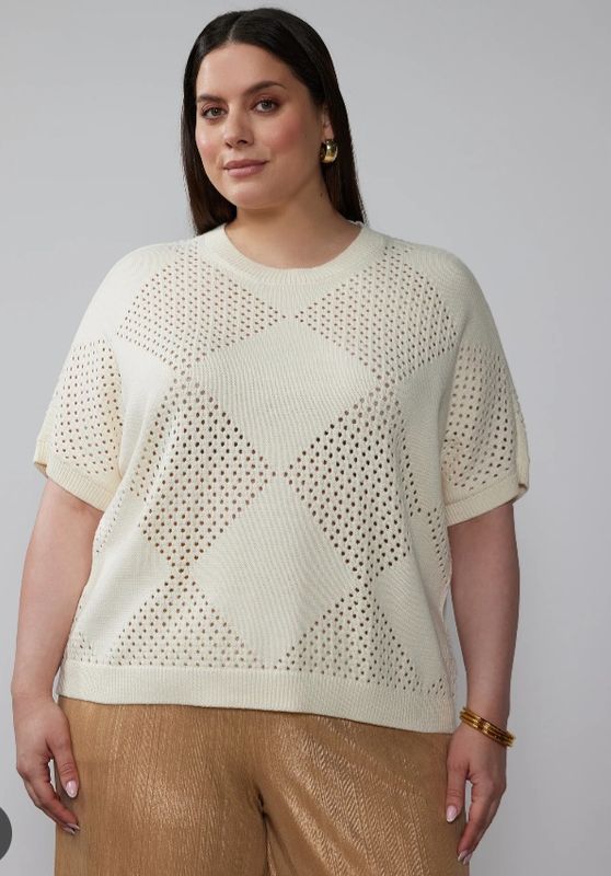 Stitch Argyle Pullover Blouse