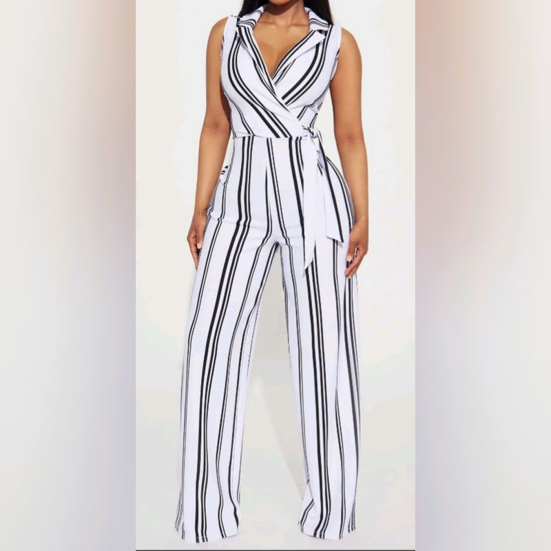 Pinstriped Jumpsuit