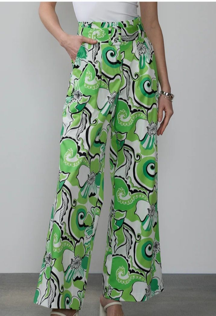 Belted Wide Leg  Floral Pants