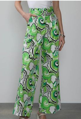 Belted Wide Leg  Floral Pants