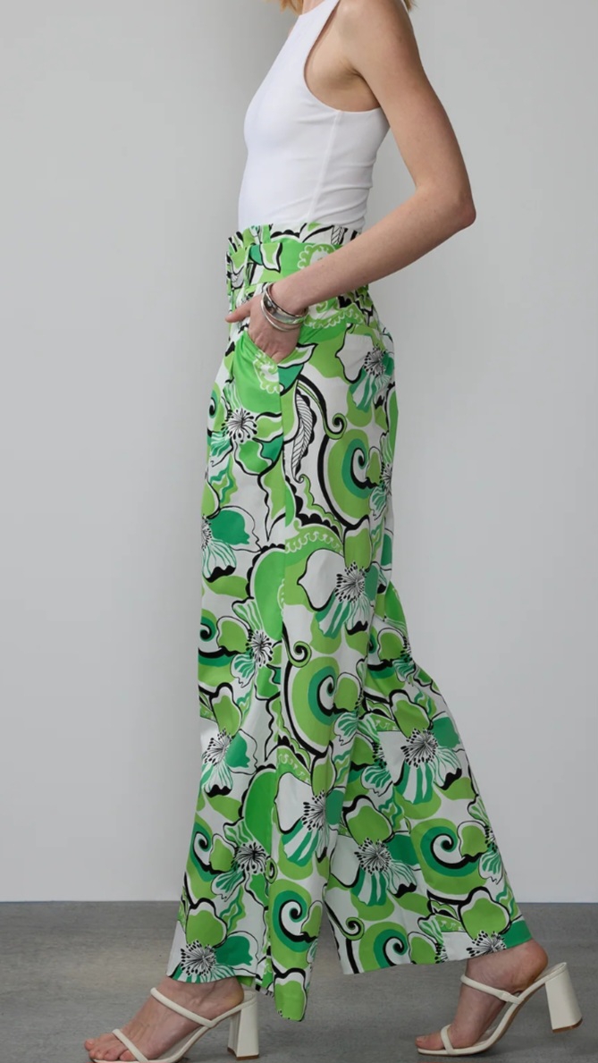 Belted Wide Leg  Floral Pants