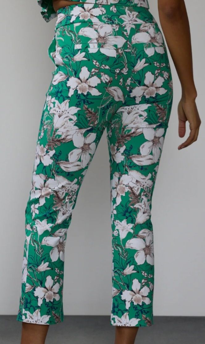 Green Floral Print Pants