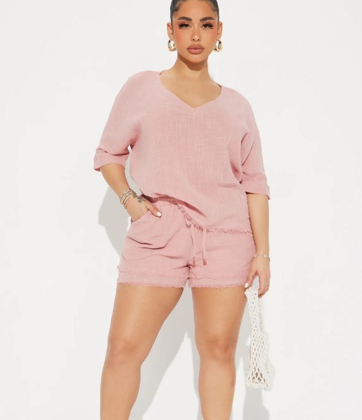 Cropped Shirt Short Set