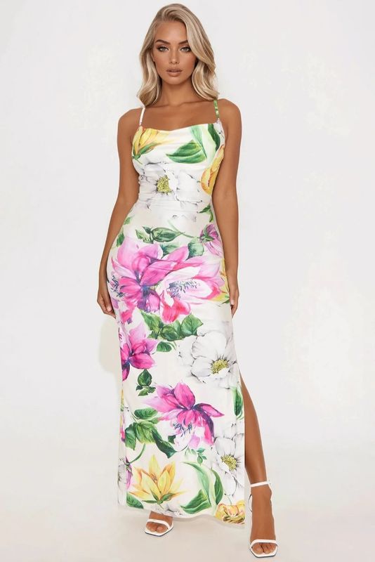 Bloom & Glow: Floral Stretch Maxi Dress