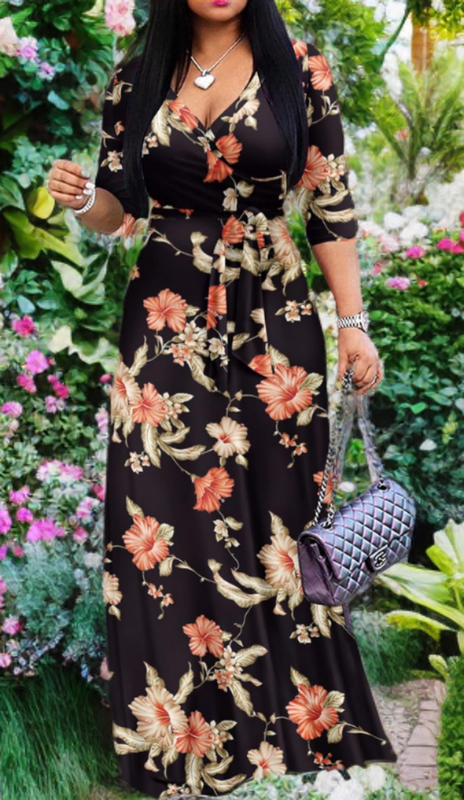 Garden Muse: Floral Print Maxi Dress