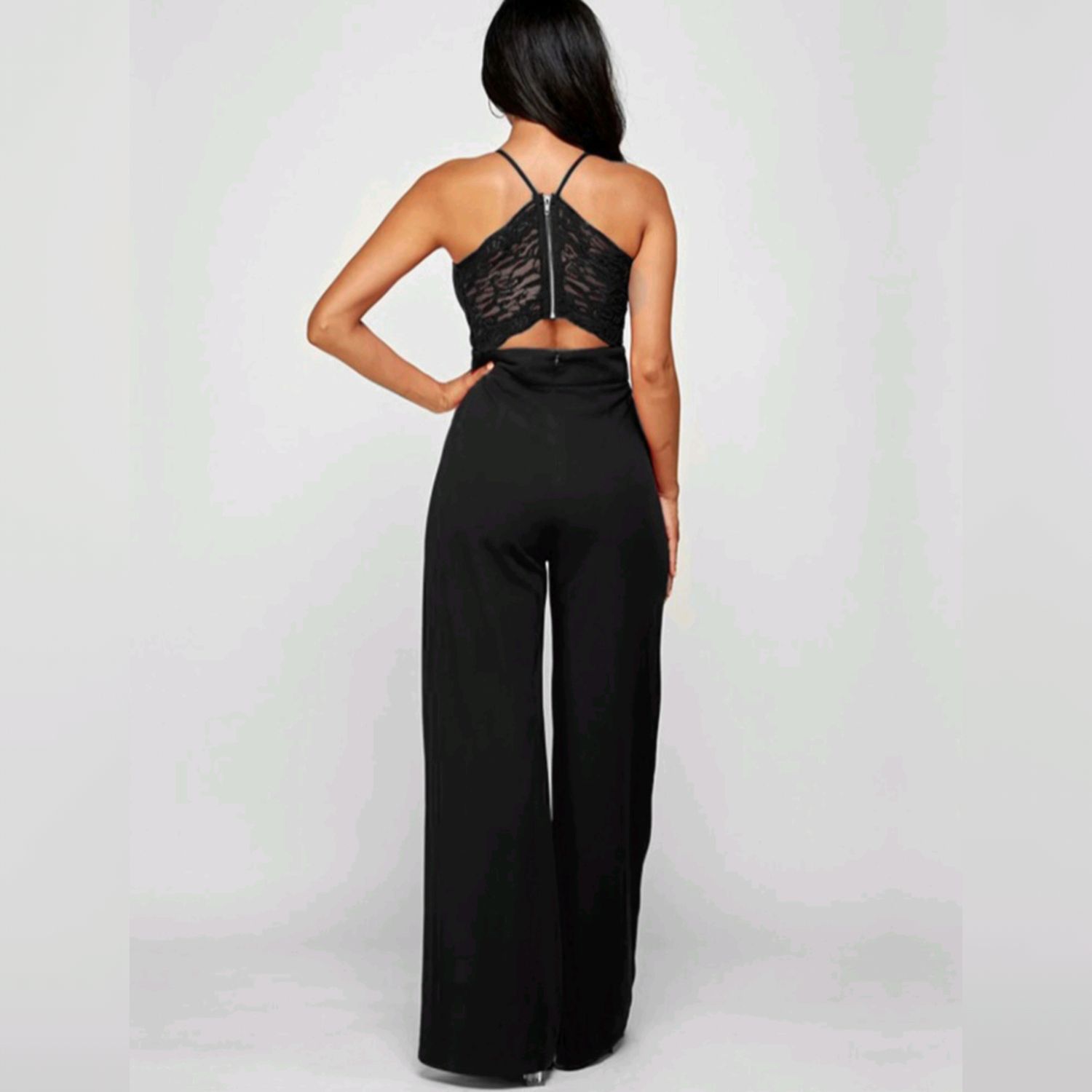 liko_rico.made53‐⑦DWE  ストレートプレイ Lace & Power: The V-Neck Jumpsuit That Redefines Elegance