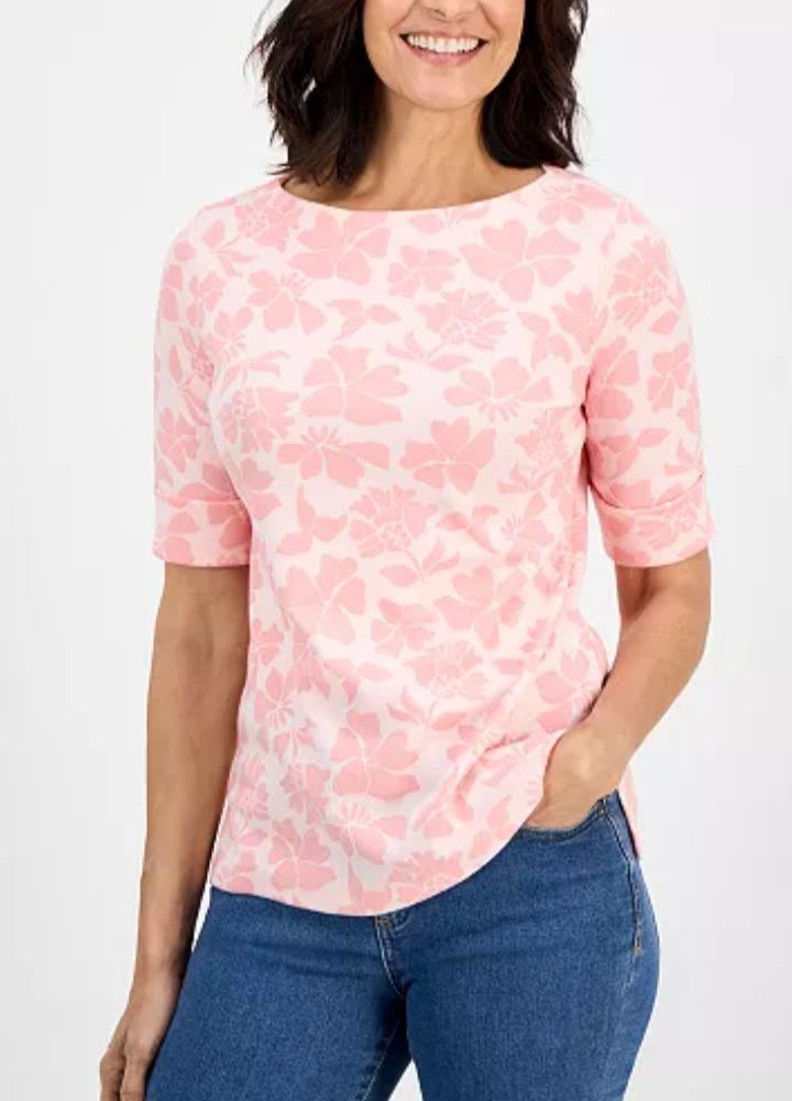 Relaxed Fit Crew Neck 3/4 Top