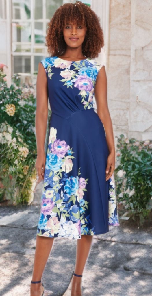 Asymmetric Floral  Flare Dress