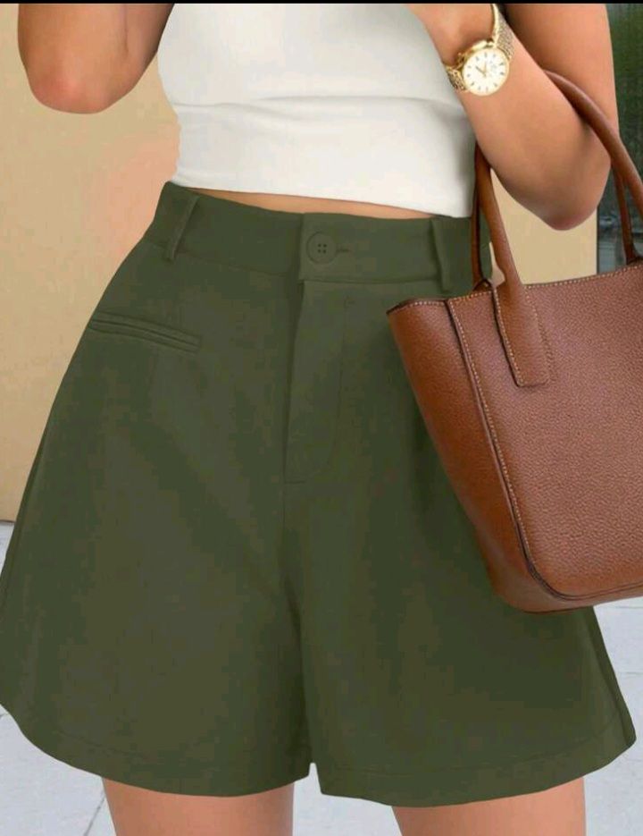 Fold Pleated High-Waist Casual Shorts