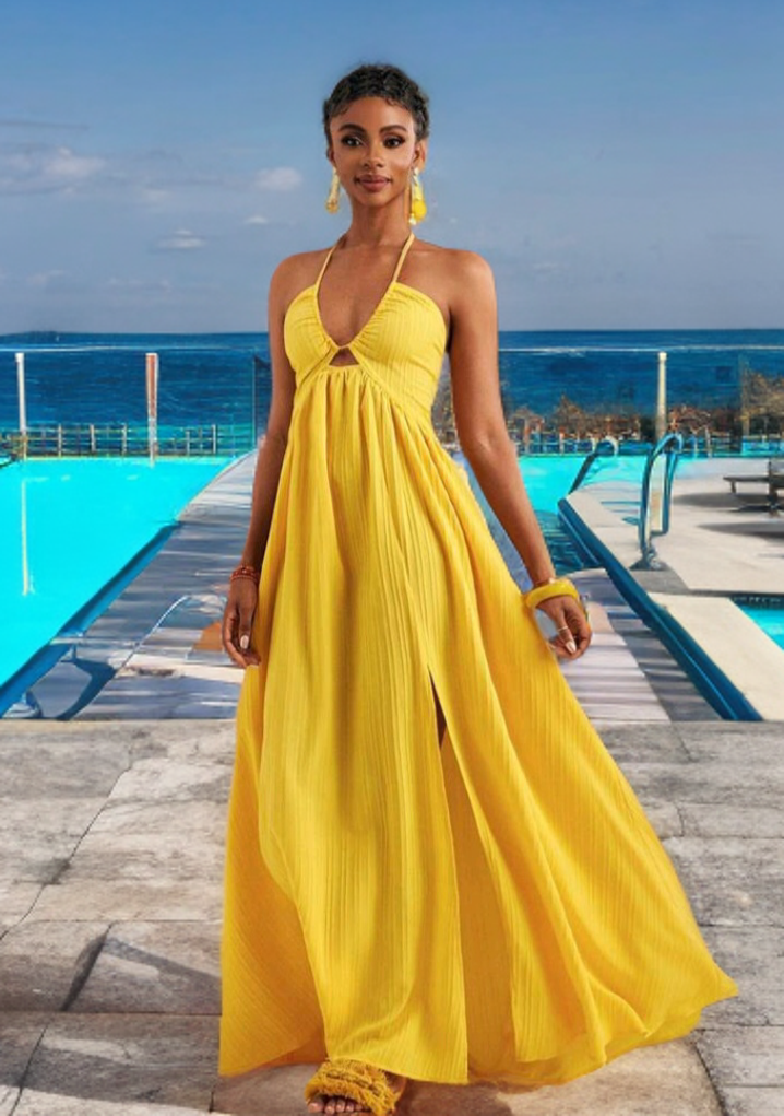  Strapless  Halter Maxi Dress
