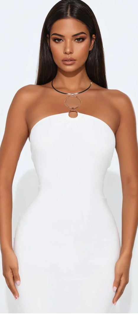 Elegance Necklace Halter Maxi Dress