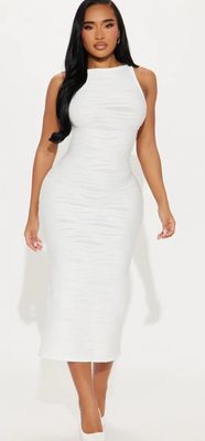 Off-White Luxe Textured Midi Dress