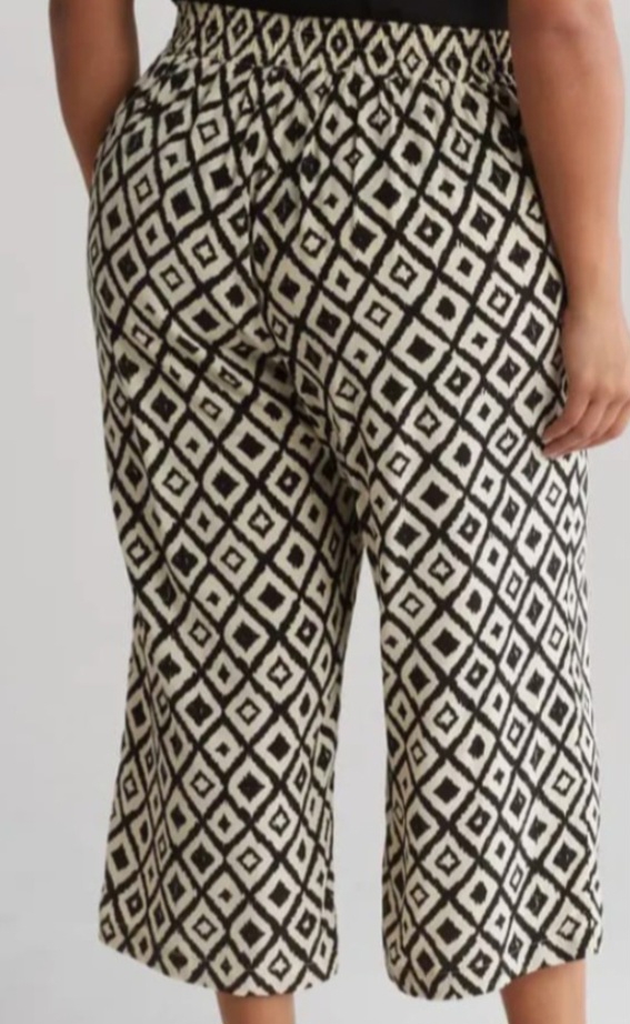Bold Pattern Cropped Wide-Leg Pants