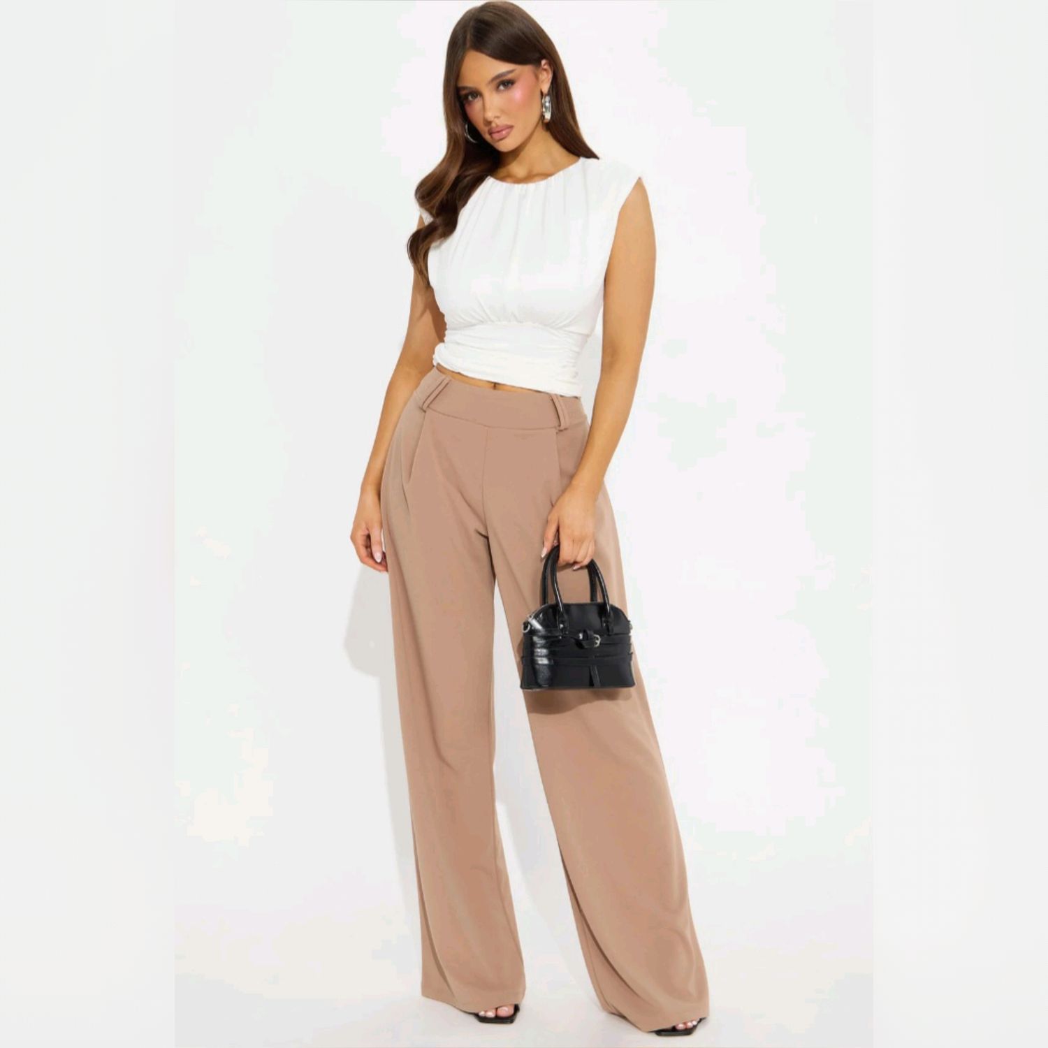 Nude Long Pleated Front Pants