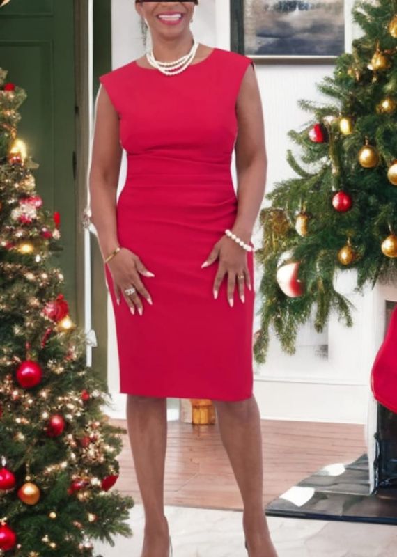  Boat-Neck Side-Stripe Sheath Dress Boat-Neck Side-Stripe Sheath Dress