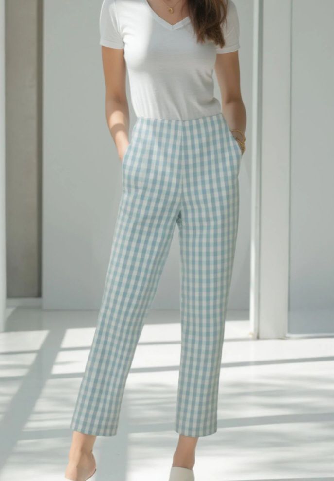 Plaid Kick Flare Ankle Trousers