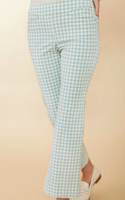 Plaid Kick Flare Ankle Trousers