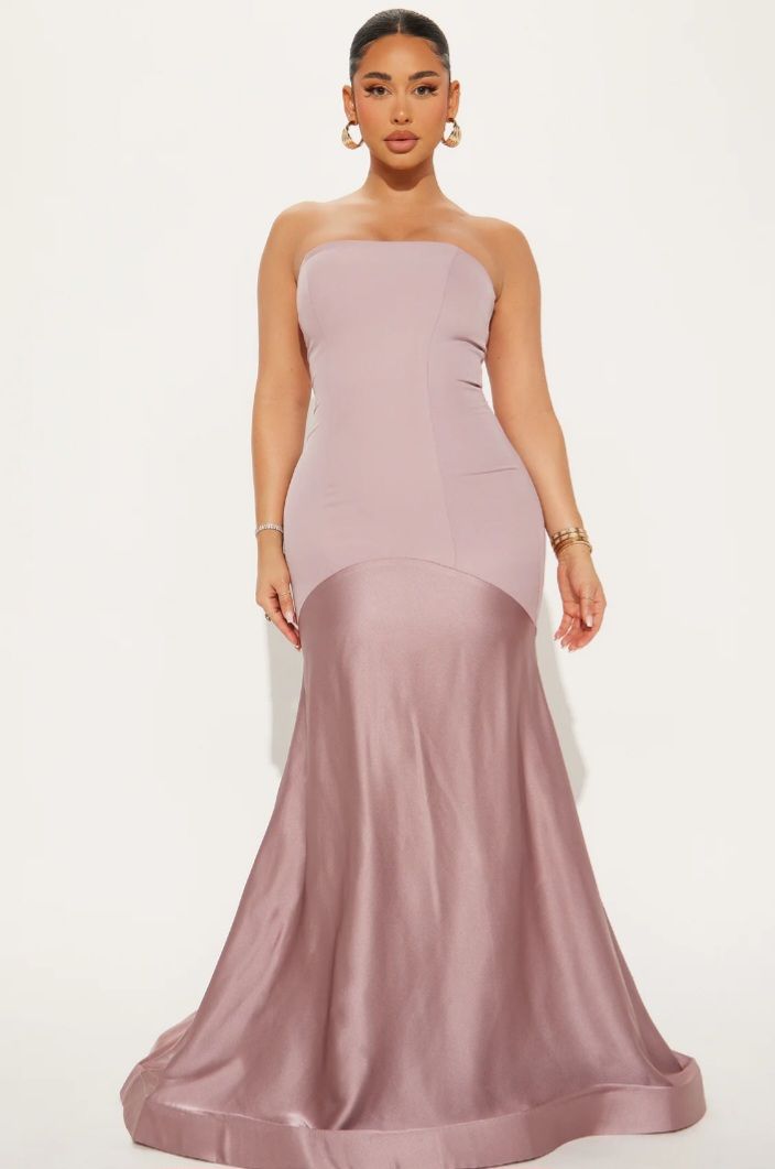 ​Dusty Mauve Strapless Maxi Dress