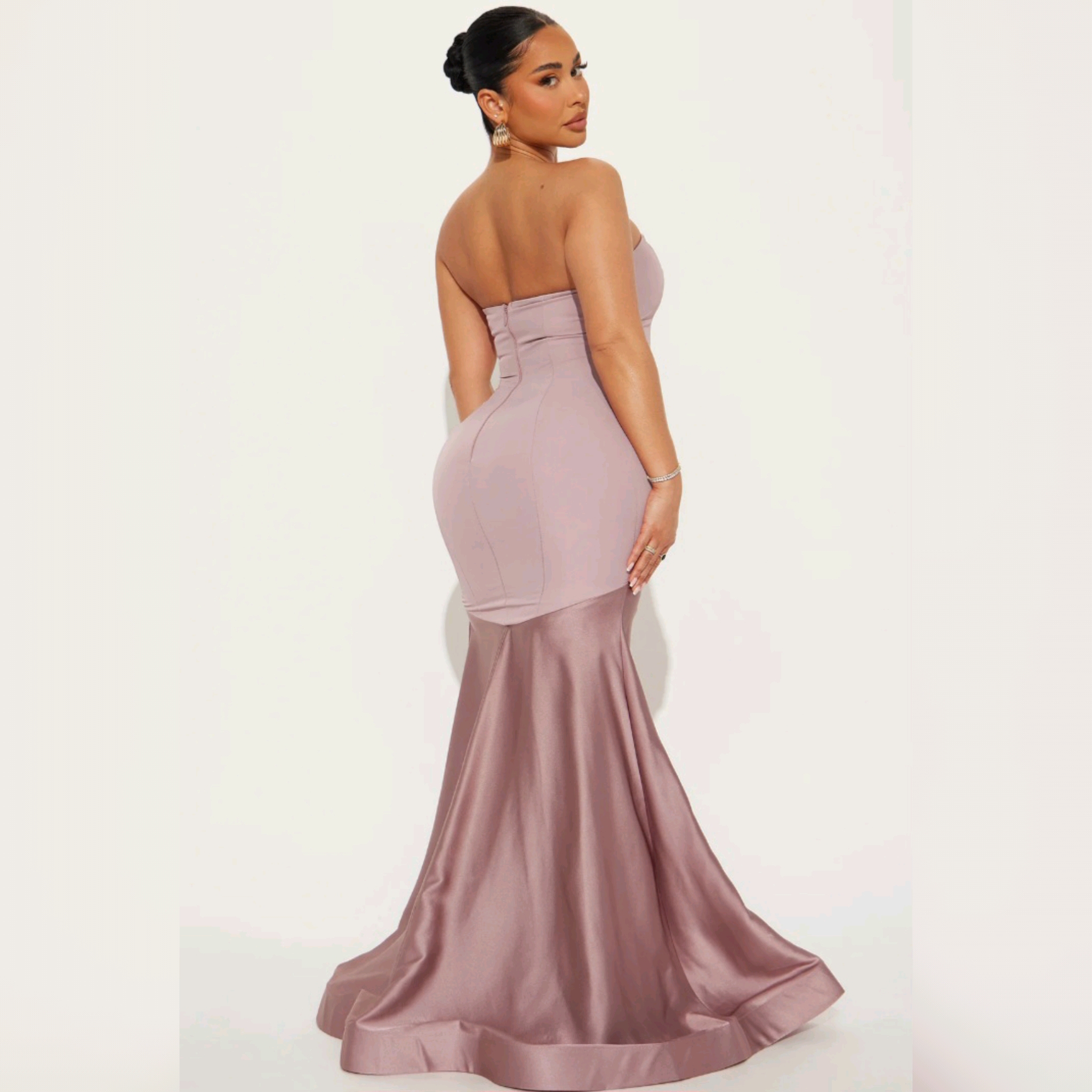 Dusty Mauve Strapless Maxi Dress