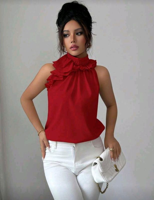 Ruffle Neck Halter Top Ruffle Neck Halter Top