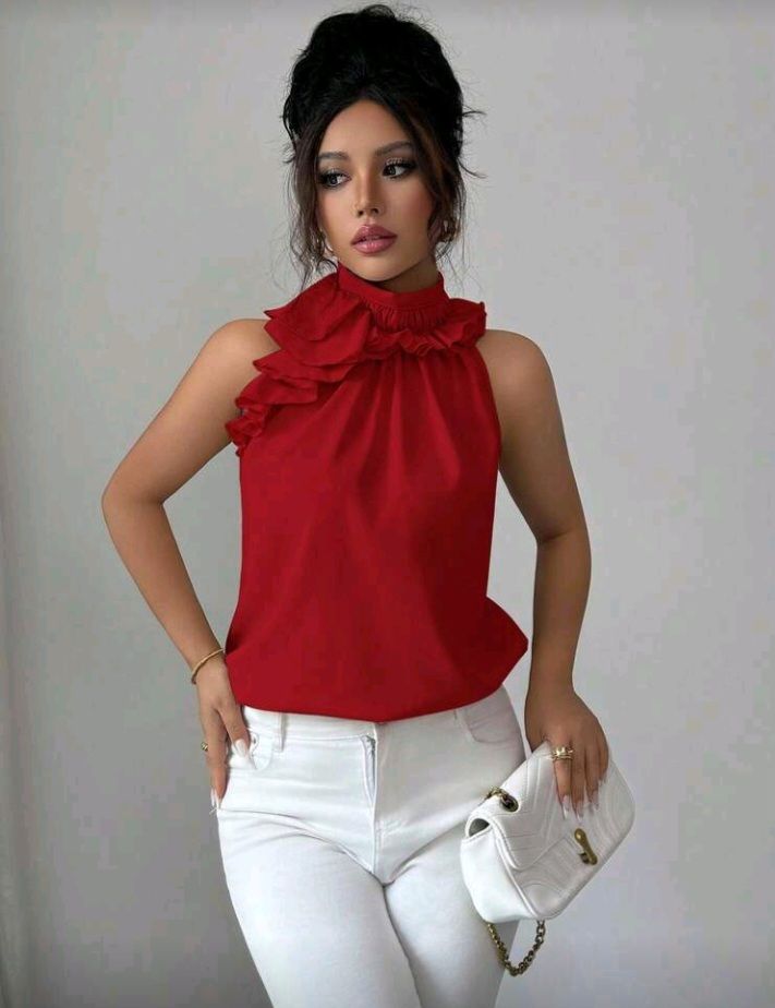 Ruffle Neck Halter Top