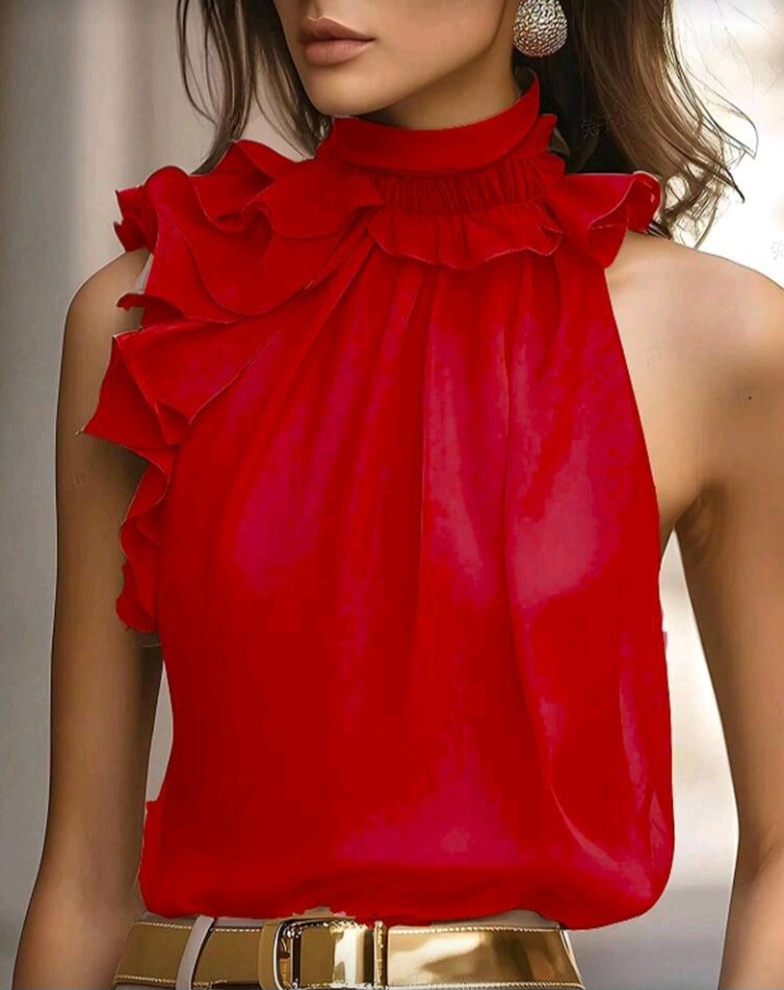 Ruffle Neck Halter Top