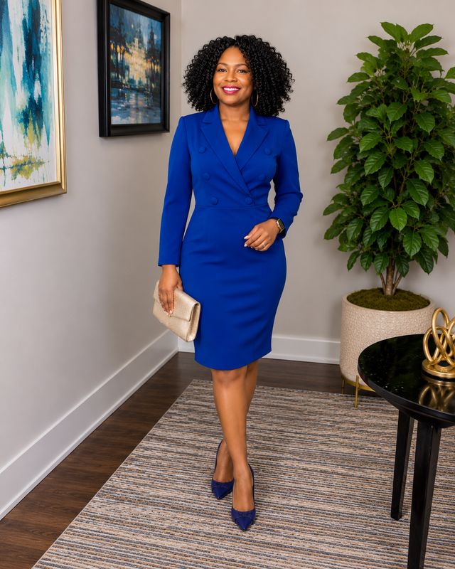 Blazer Button Front Sheath Dress