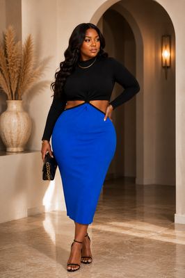  Sexy Two-Tone Cut-Out Sweater Dress