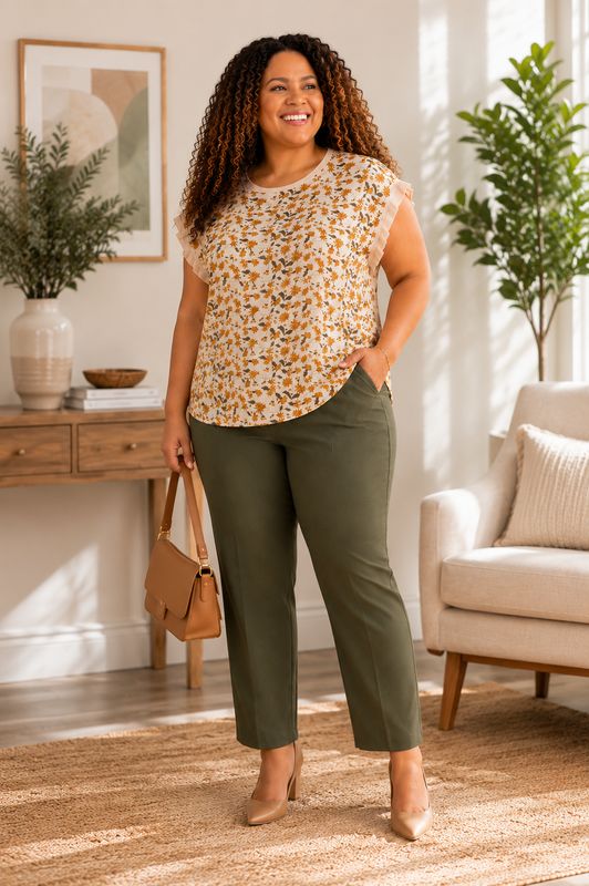 Ruffle Cap Sleeve Top