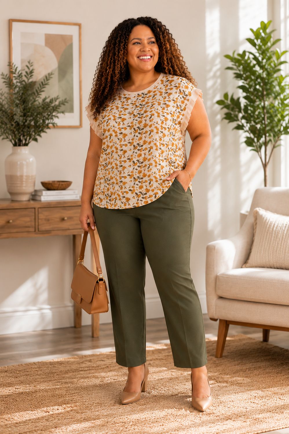 Ruffle Cap Sleeve Top