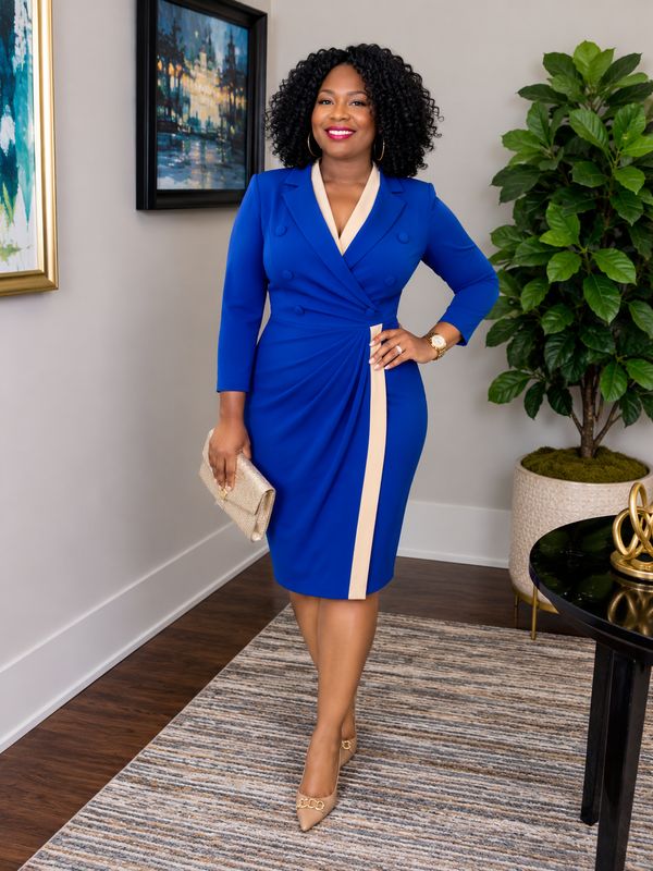 Twisted Front Colorblock Dress