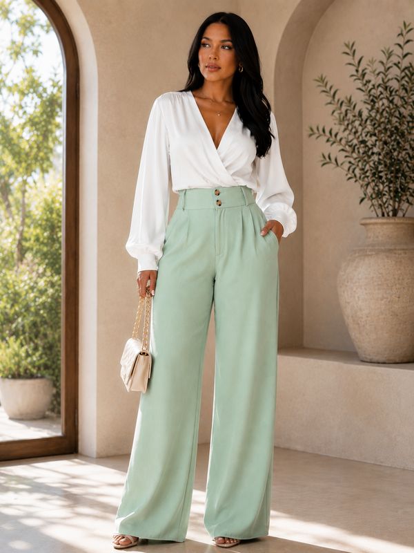 Wide Leg Belted Pants