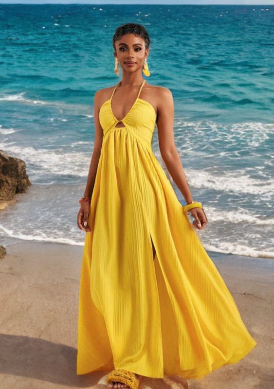  Strapless  Halter Maxi Dress