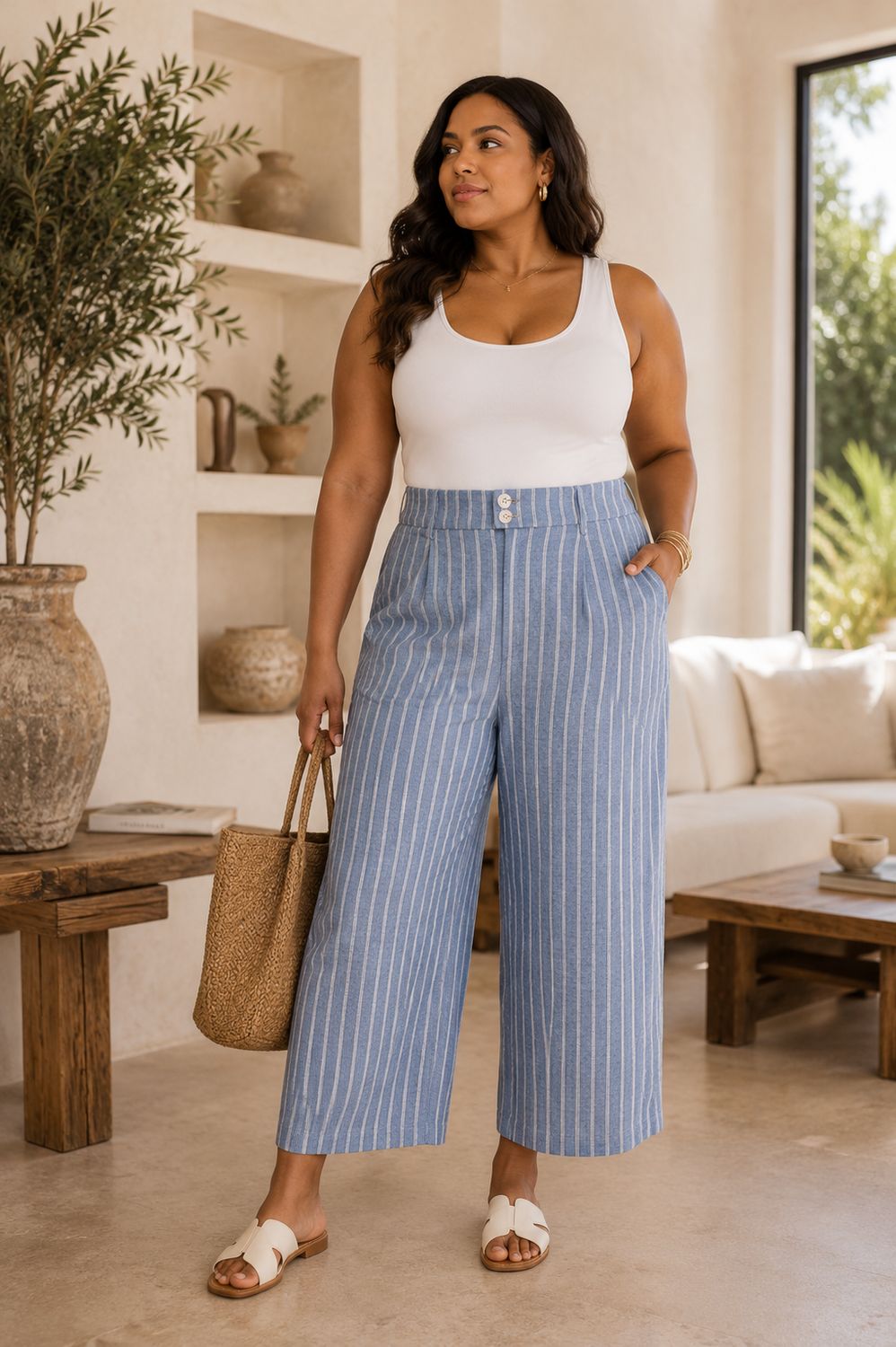 Plaid Kick Flare Ankle Trousers 