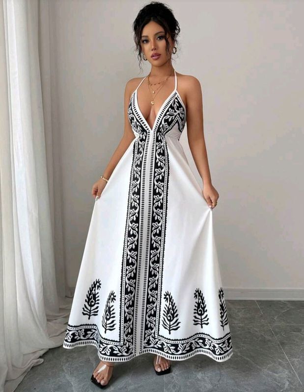 Floral Print V-Neck Dress 