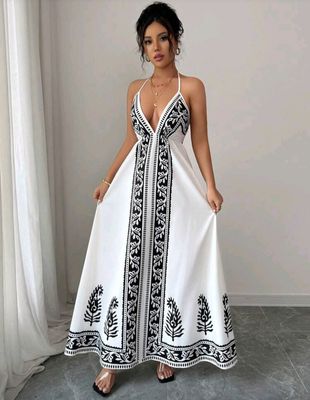 Floral Print V-Neck Dress 