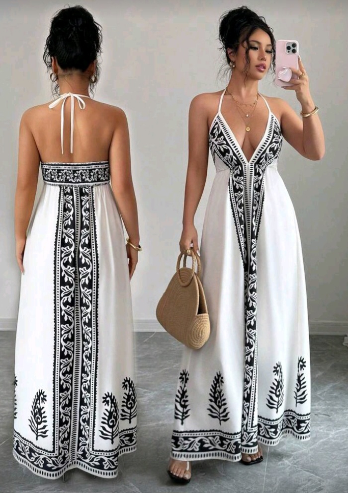 Floral Print V-Neck Dress 