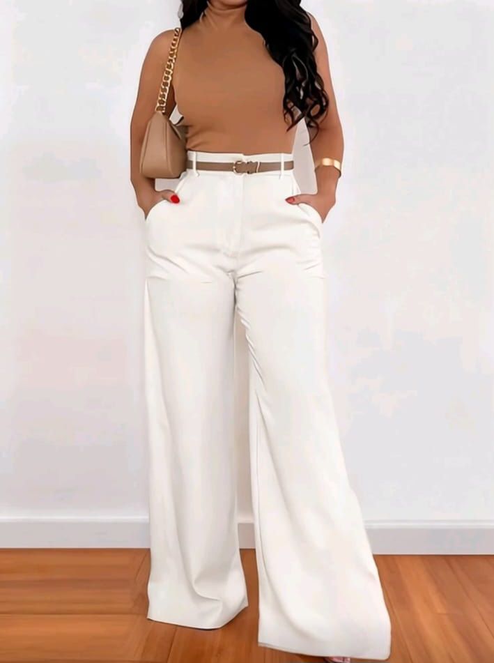 Wide-Leg High-Waist Belted Pants