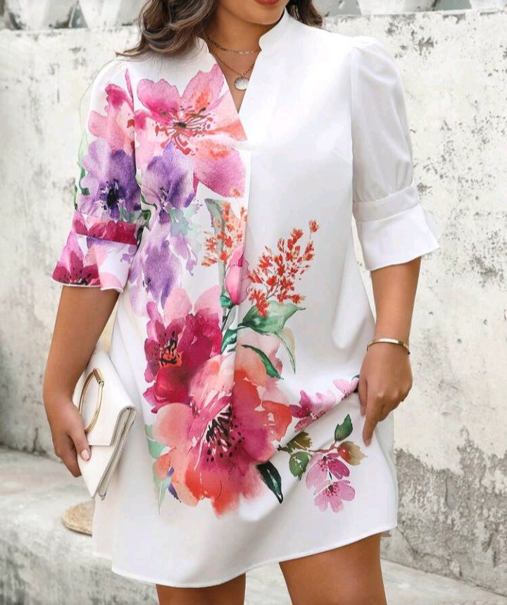 Floral Print Short-Sleeve Dress
