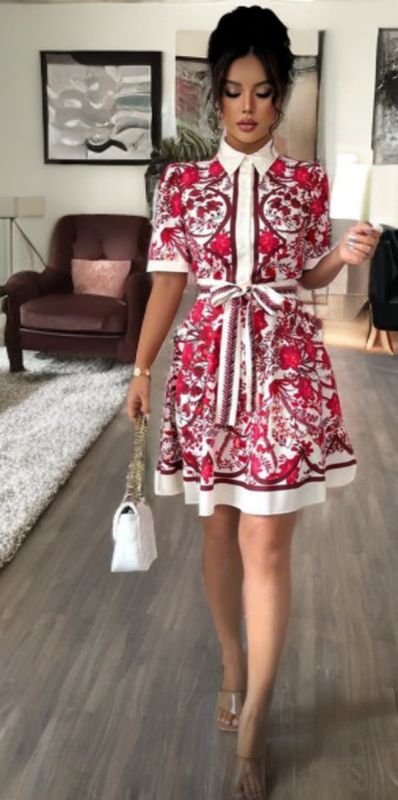  Floral Tie-Waist Dress