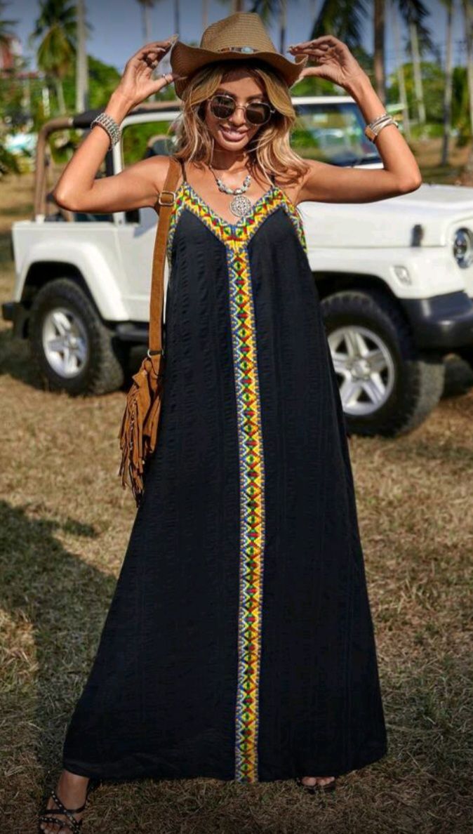 Patchwork Ribbon Long Cami Dress