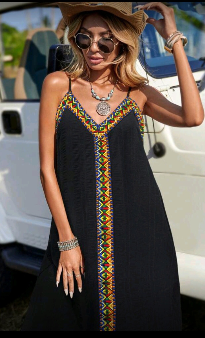 Patchwork Ribbon Long Cami Dress
