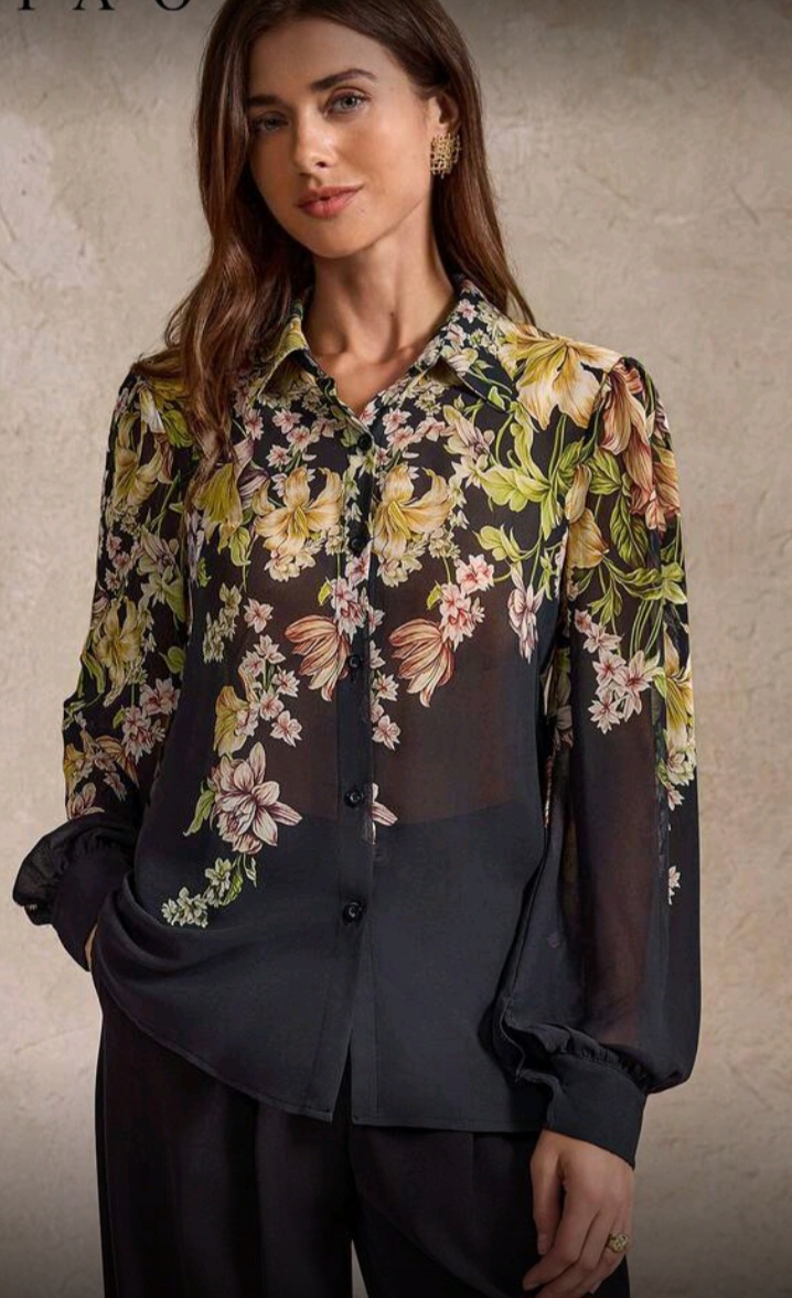 Soft Bloom Sheer Long-Sleeve Top