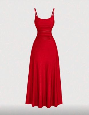  Ruched Waist Spaghetti Strap Dress 