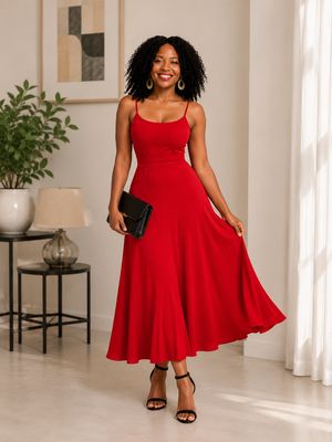  Ruched Waist Spaghetti Strap Dress 