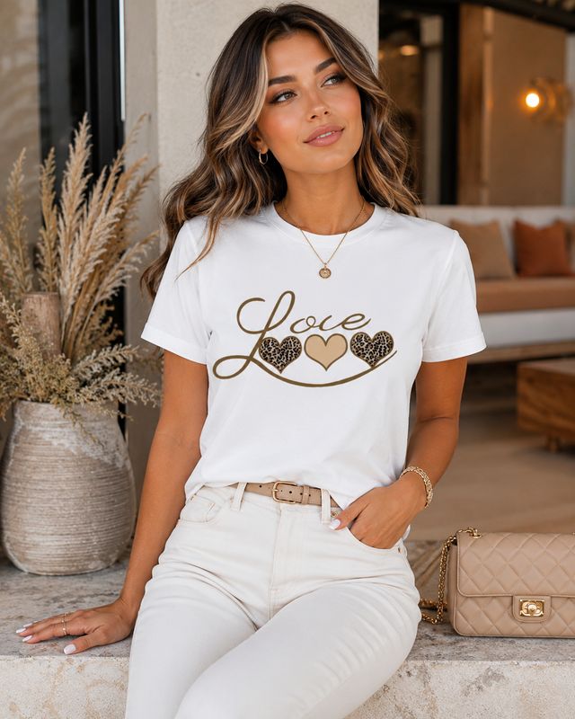 Heartprint Crew Neck T-Shirt – Casual Chic