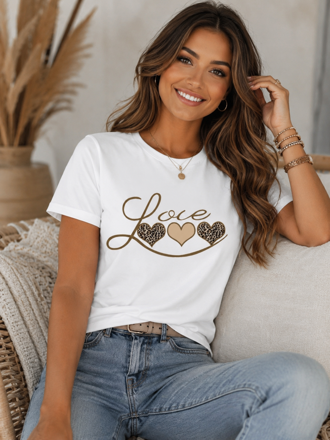 Heartprint Crew Neck T-Shirt – Casual Chic