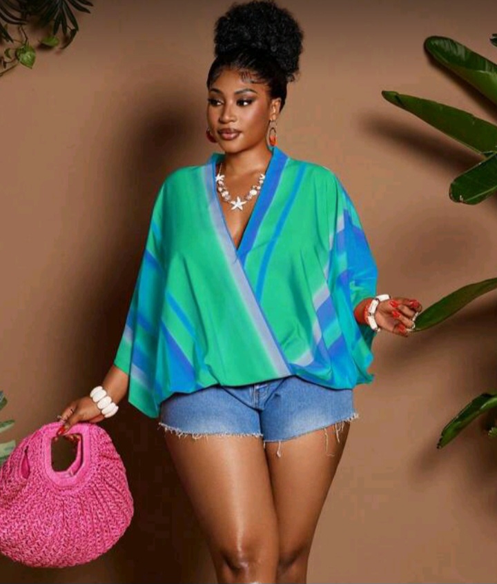 Plus Size Romantic Print Wrap Shirt – Fall Fashion for Women