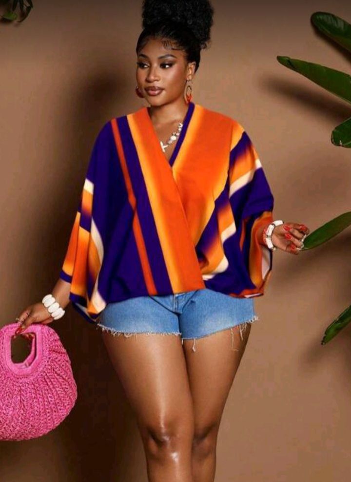 Plus Size Romantic Print Wrap Shirt – Fall Fashion for Women