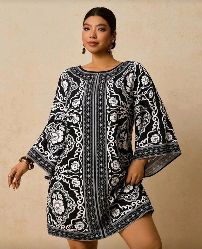 Black & White Floral Midi Dress